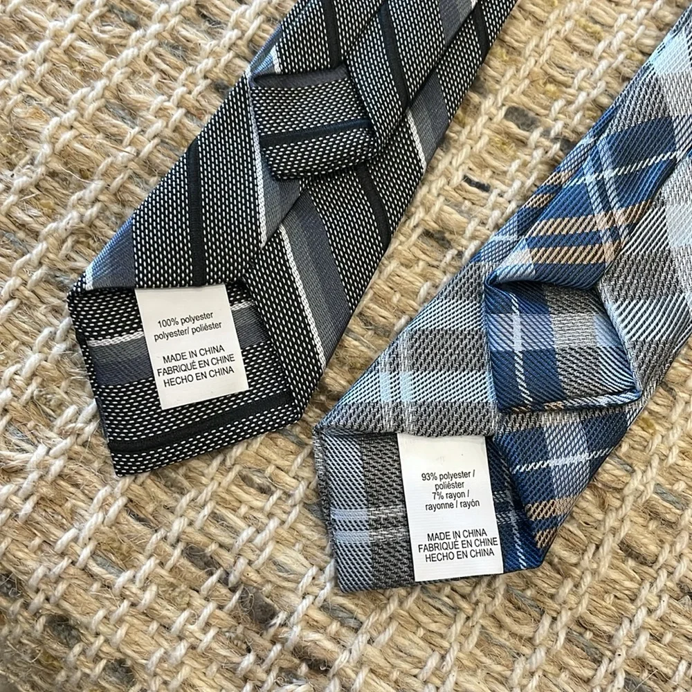 2 Kids size Clip on Ties Blue and Gray